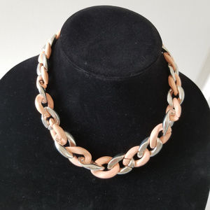 Silver and Coral Chain Necklace